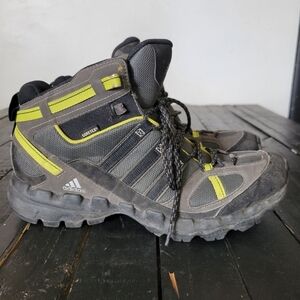 Adidas Hiking Boots AX1 Men's 8.5 Grey Neon Yellow Goretex Speed Grip Outdoors